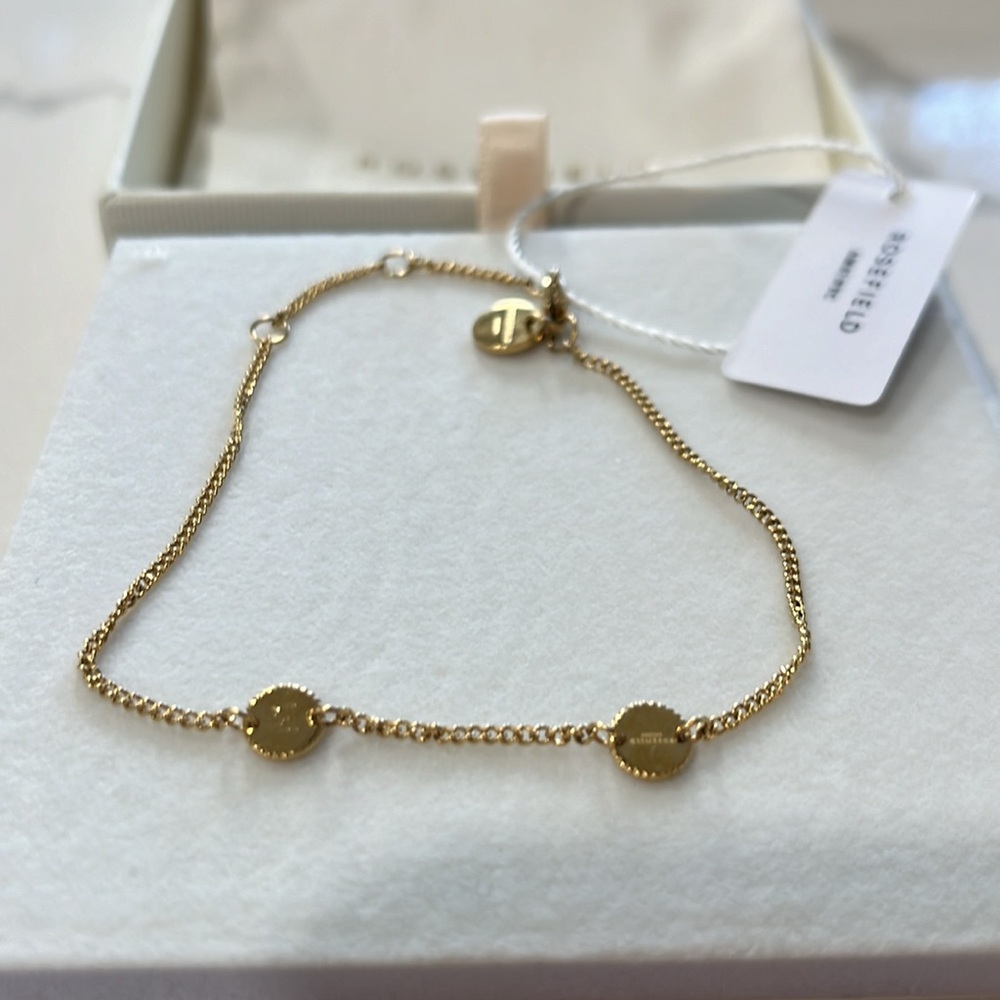 ROSEFIELD JEWELRY AMS/NEW YORK CITY 2 Coin Bracelet E/L BRAND NEW GOLD/STAINLESS
